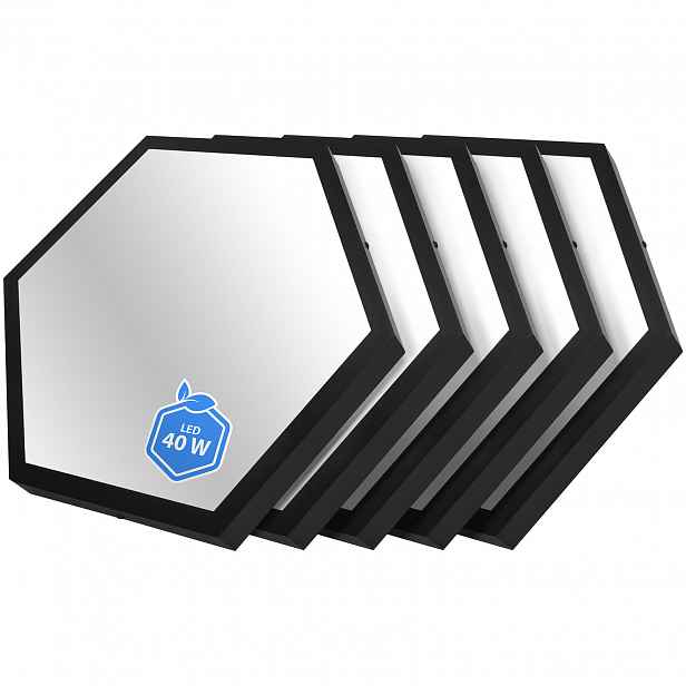 5xNástěnný Led panel Medová Plástev 55 cm 40 W Stropní Černá Neutrální