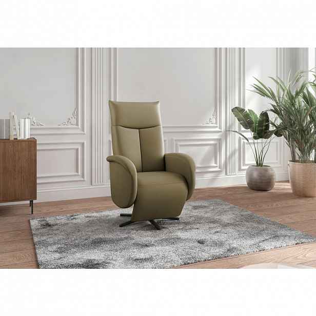 Sit & More RELAXAČNÍ KŘESLO, kůže, olivově zelená