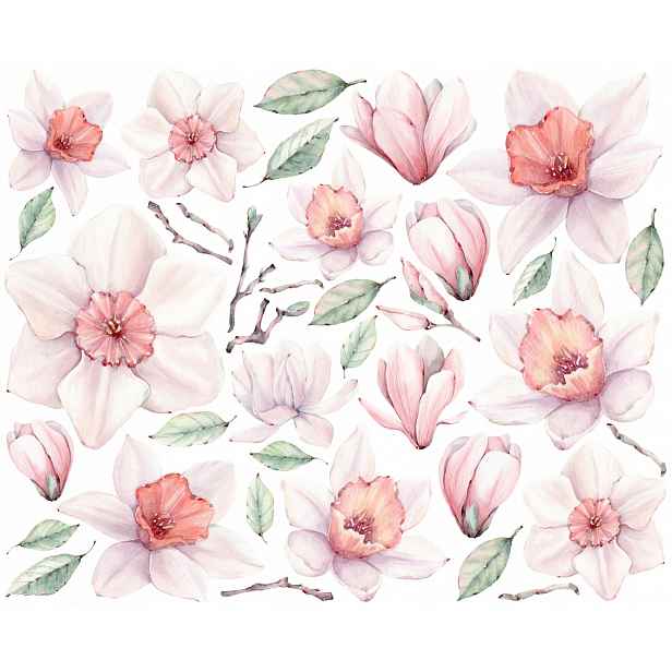 Nálepky na zeď Magnolie Růžové květy Magnolie velké 160x130 cm