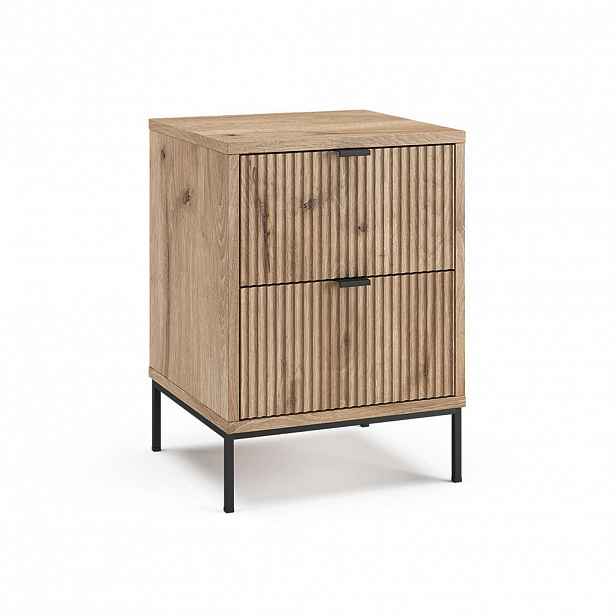 Vicco NOČNÍ STOLEK Eliza, Dub Viking/Černá, 40 x 55.4 cm se 2 zásuvkami