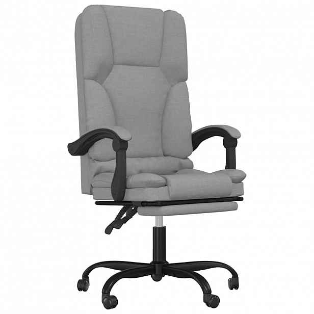 vidaXL Masážní polohovací kancelářské křeslo světle šedé textil