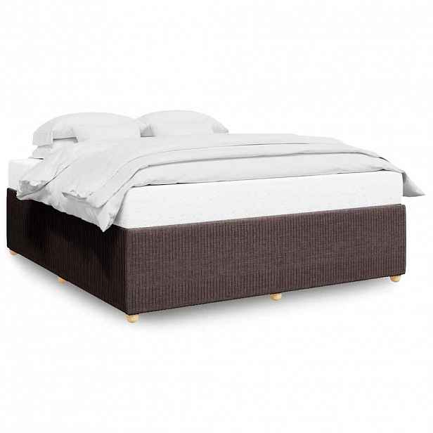 vidaXL Rám postele bez matrace tmavě hnědý 200 x 200 cm textil