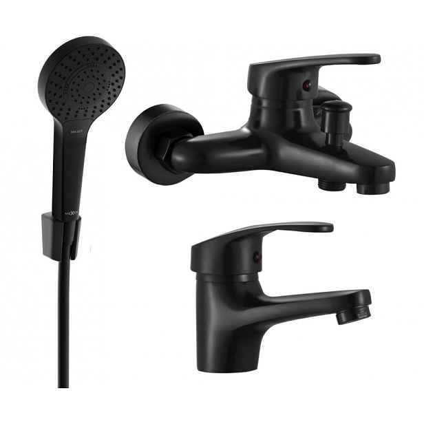 MEXEN - Erica R05 Set umyvadlové a vanové baterie s příslušenstvím, černá 746403R05-70