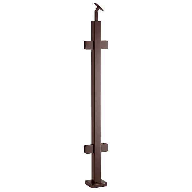 Průchozí sloupek pro skleněné zábradlí 100 cm Hnědý 40x40 mm Loft