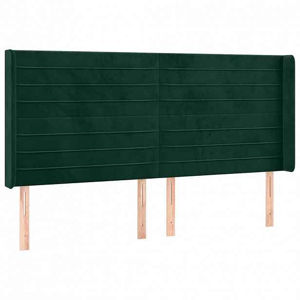 vidaXL Čelo postele typu ušák tmavě zelená 183x16x118/128 cm samet