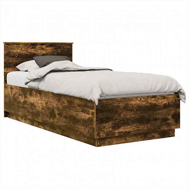 vidaXL Rám postele s čelo Kouřový dub 90 x 190 cm Kompozitní dřevo