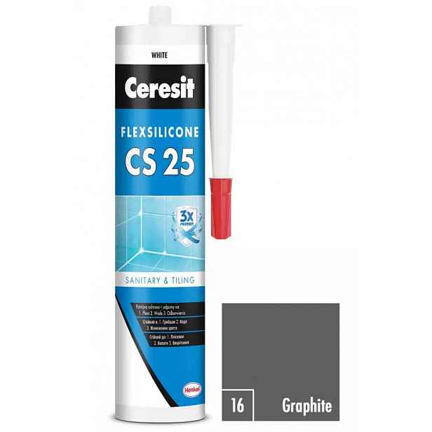 Silikon sanitární Ceresit CS25 16 grafit 280 ml