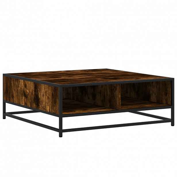vidaXL Konferenční stolek kouřový dub 80 x 80 x 30 cm kompozit a kov