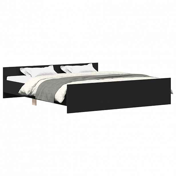 vidaXL Rám postele s hlavovým a nožním čelem černý 160 x 200 cm