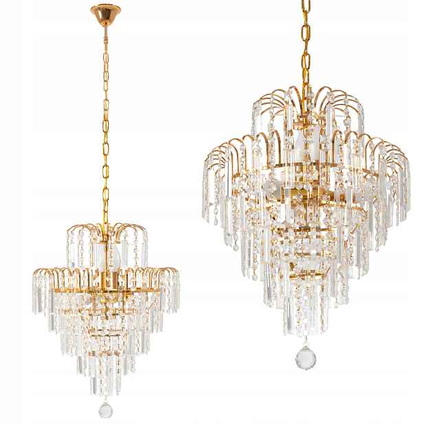 Zlatý Závěsný Lustr Glamour Do Obývacího Pokoje Kuchyně Koupelny E14