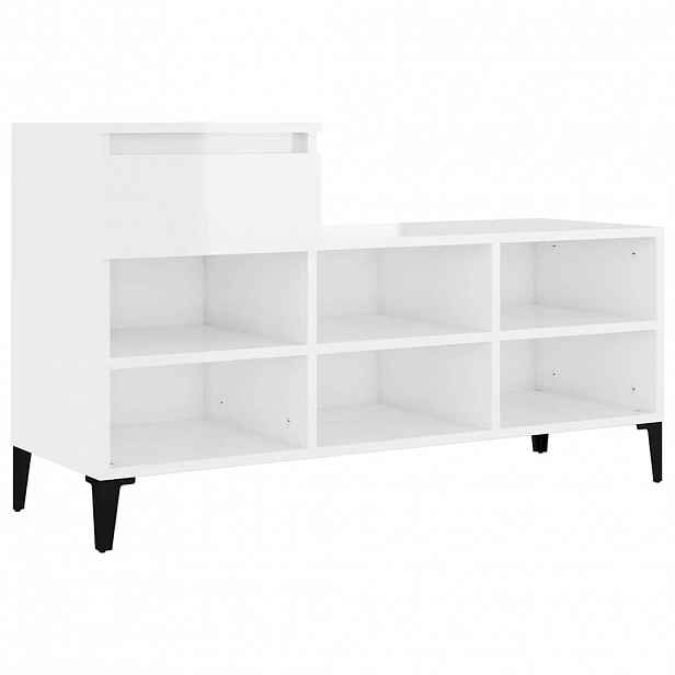 vidaXL Botník bílý s vysokým leskem 102x36x60 cm kompozitní dřevo