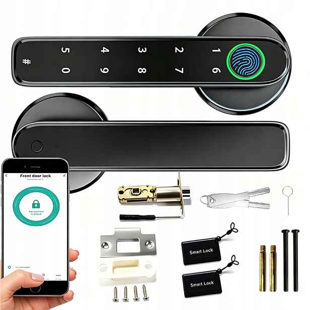 Klika Se Zámkem Elektronický Zámek Na Dveře Kód Otisk Prstu Bluetooth