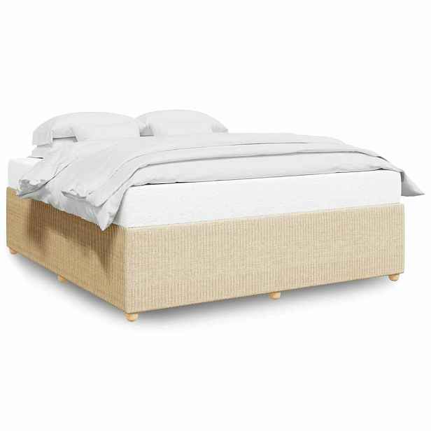 vidaXL Rám postele bez matrace krémový 200 x 200 cm textil