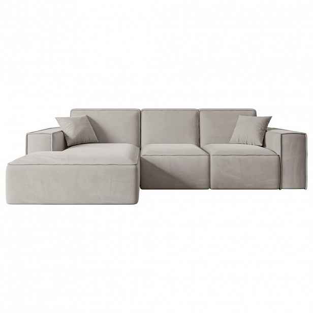 ALTDECOR ROHOVÁ SEDACÍ SOUPRAVA s otomanem vlevo SERRA-L – 266 x 169 x 80 cm, světle hnědá barva, velur