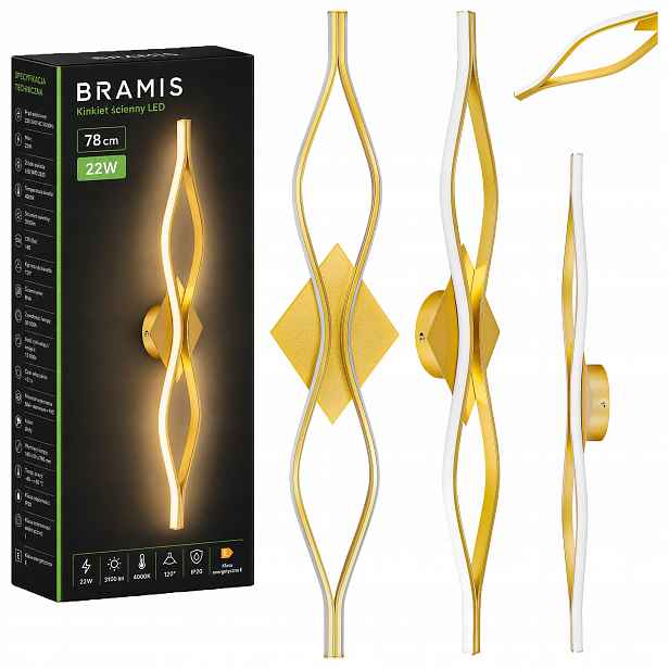Nástěnné Led svítidlo Zlaté 78cm 22W 4000K 3100lm