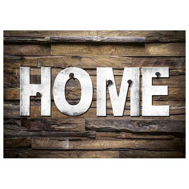 Tapeta Home dřevo efekt desek bílá písmena rustikální styl 350x250 lepidlo