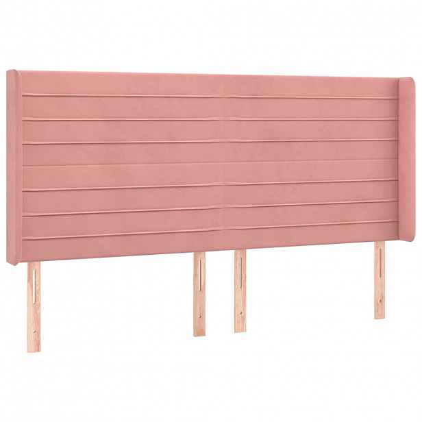 vidaXL Čelo postele typu ušák růžové 183x16x118/128 cm samet