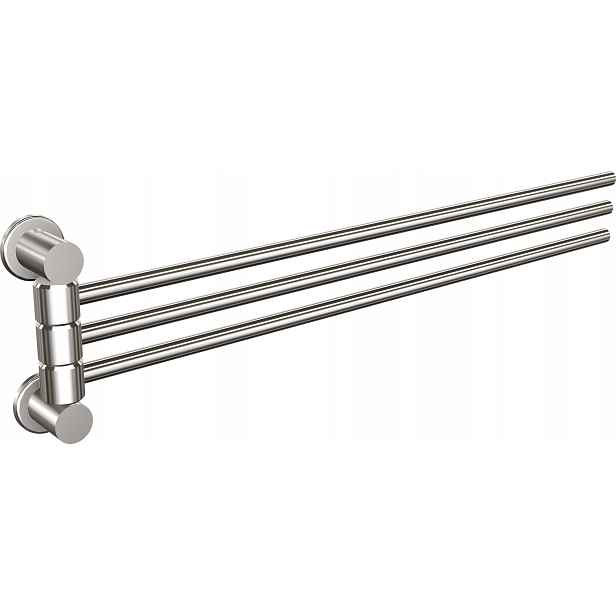 Koupelnový věšák na ručníky 3-prutový s pohyblivými rameny, chrom