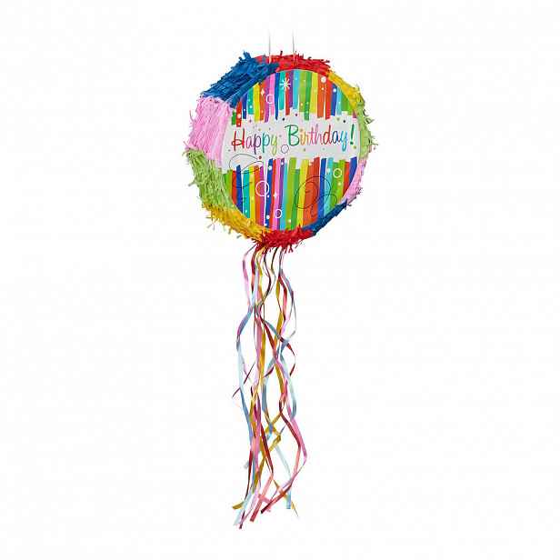 Relaxdays PIÑATA Barevná kulatá k naplnění papír