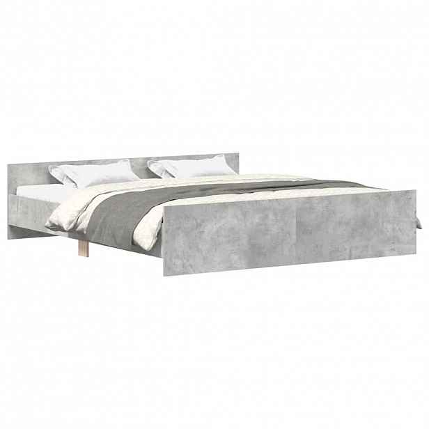 vidaXL Rám postele s hlavovým a nožním čelem betonově šedý 160x200 cm