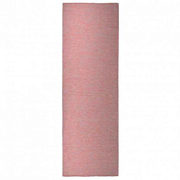 vidaXL Venkovní hladce tkaný koberec 80 x 250 cm červená