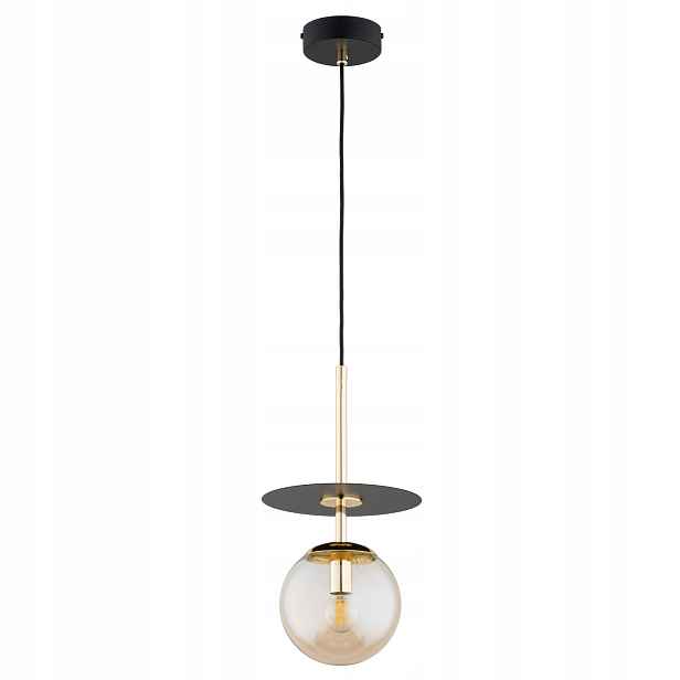Alfa Qeency Alfa závěsná lampa černo-zlatá jantarová koule 1xE14 10W