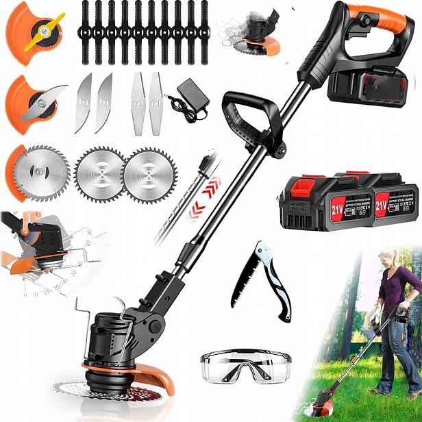 Aku Strunová Sekačka, Vyžínač Sekačka Na Trávu Set 650W 2AKU 18000RPM