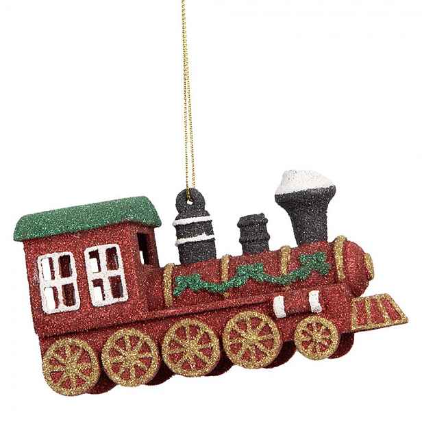 Červená závěsná dekorace mašinka - 12*4*7 cm Clayre & Eef