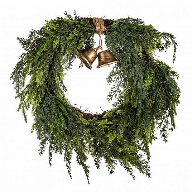Zelený věnec se zvonky – vánoční ozdoba 45x50 AP186301