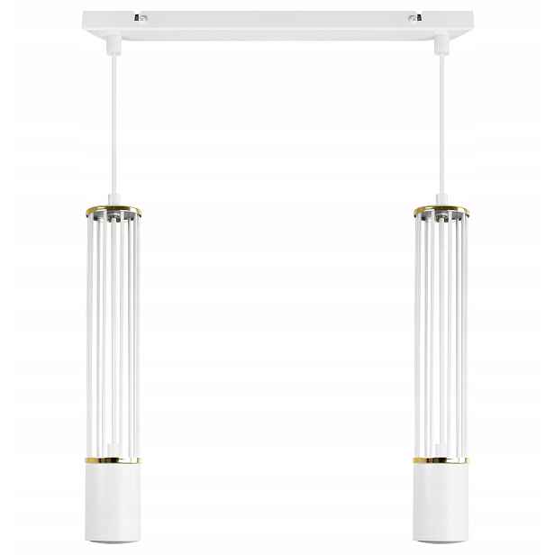 Led Závěsná Stropní Lampa Tuba Bílá Elegantní Bílá Zlatá Loft Glamour