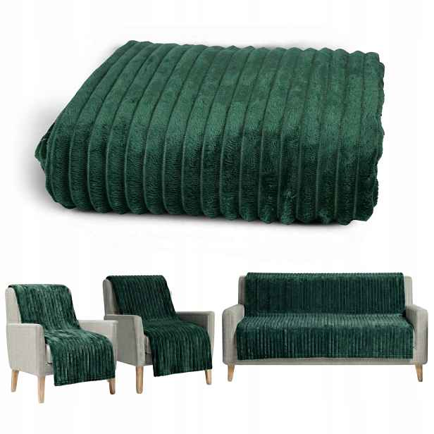 Přehoz na postel Koc Sada do obývacího pokoje na pohovku a křesla 220x200 70x160 Zelená