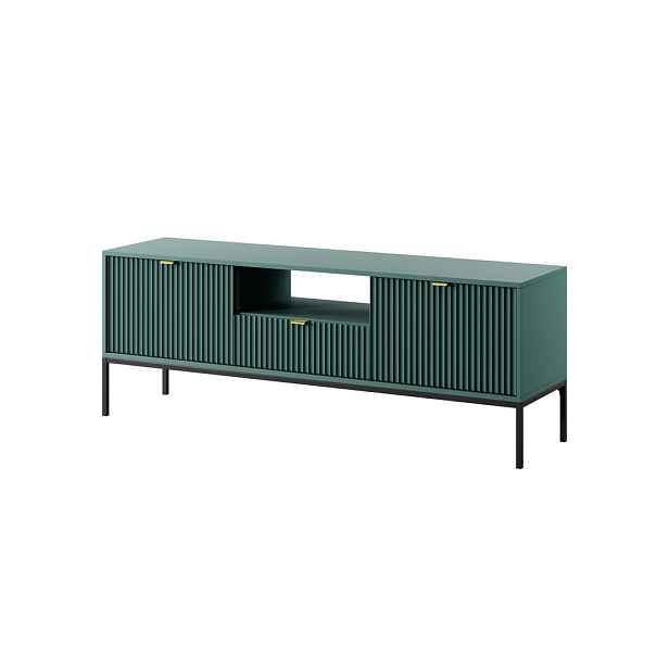 MASSENO TV STOLEK STELLARE, 154x39x56 cm s 1 zásuvkou a 2 dvířky, světle zelený
