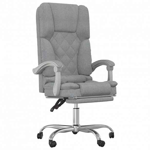 vidaXL Masážní polohovací kancelářské křeslo světle šedé textil
