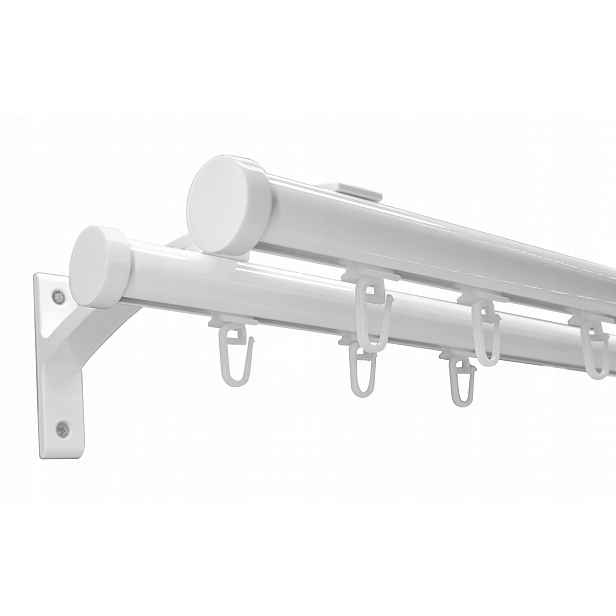 Garnýž Karniš Alu 20+20 mm Bílý 300 cm se špendlíky