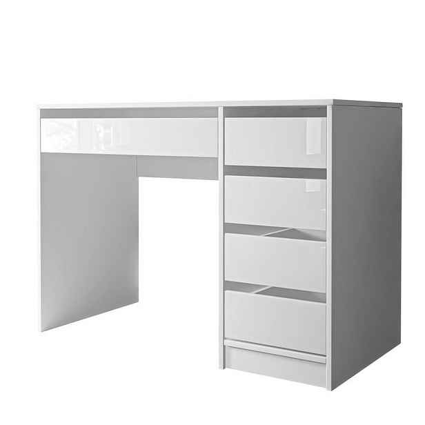 Idohome TOALETNÍ STOLEK BELLA s 5 zásuvkami, 110 cm, bílý vysoký lesk