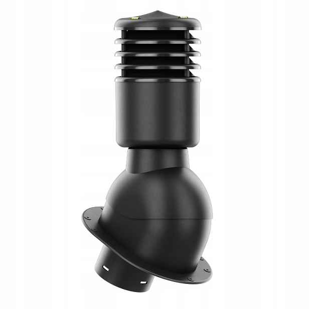 Větrací komín s podstavcem a těsněním Pi, průměr 125 mm, zateplený, černý