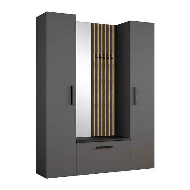MASSENO MODERNÍ PŘEDSÍŇOVÁ SESTAVA MODULO, 160,6/204/40 cm, šedá