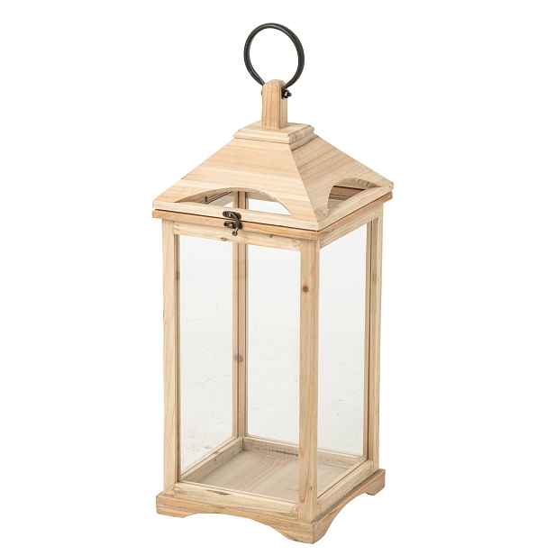 Přírodní antik dřevěná lucerna Chamonia – 25*26*61 cm J-Line by Jolipa