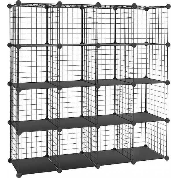 Úložný regál s 16 přihrádkami 31 x 123 x 123 cm