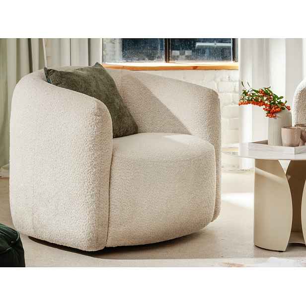 Otočné křeslo Alken, krémovo-béžová látka