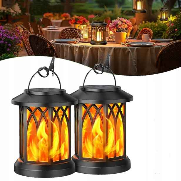 2x Led solární lampy, k zavěšení venku, solární lampy, dekorace