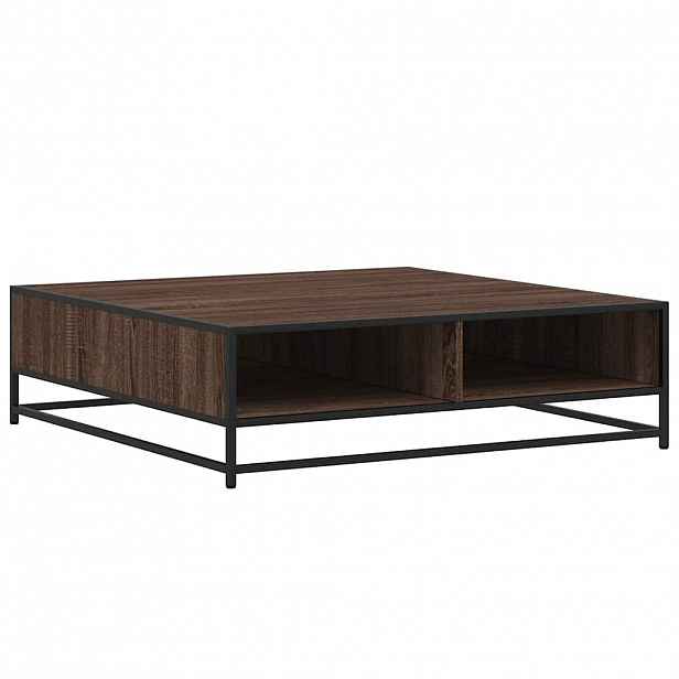 vidaXL Konferenční stolek hnědý dub 100 x 100 x 30 cm kompozit a kov