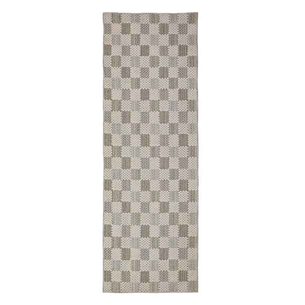 Zelený pratelný běhoun s příměsí bavlny 80x230 cm Muted Checkerboard – Flair Rugs