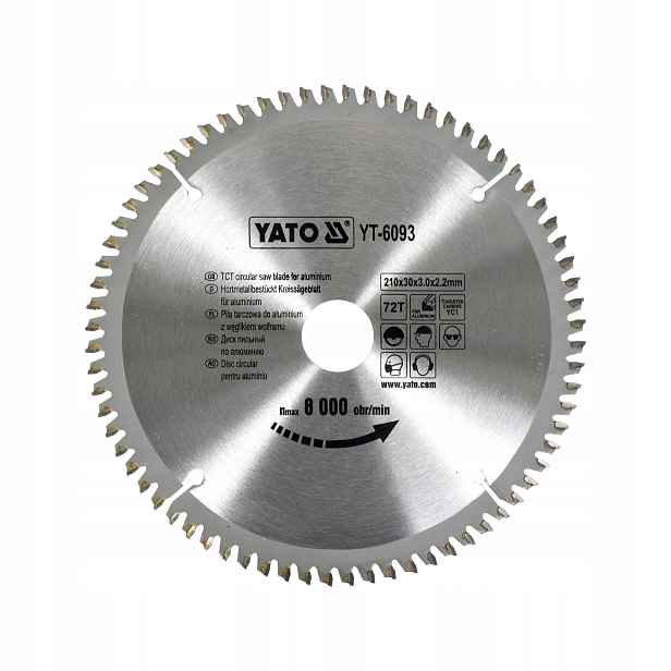 Vidiový Kotouč Na Hliník 210X30 MM 72T Karbid Wolframu Přesný Yato