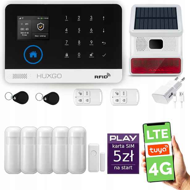 Bezdrátový alarm WiFi Gsm 4G, Tuya, sada alarmu Huxgo HXA003 R5BS