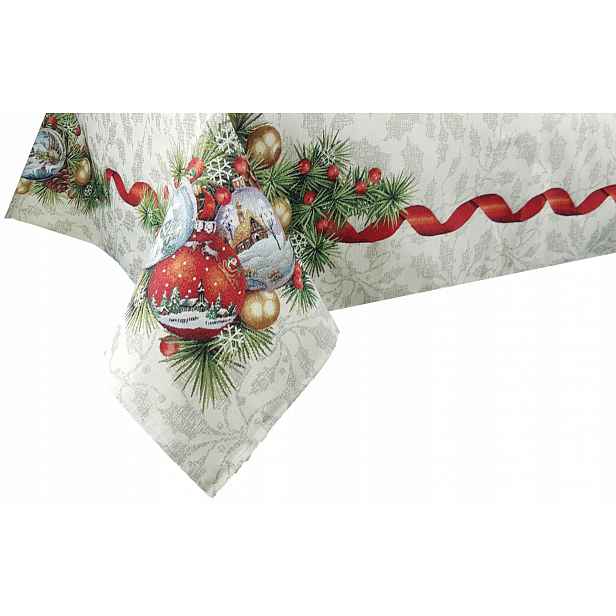 Gobelínový ubrus vánoční storik 140x180 odolný vůči skvrnám, elegantní větvičky