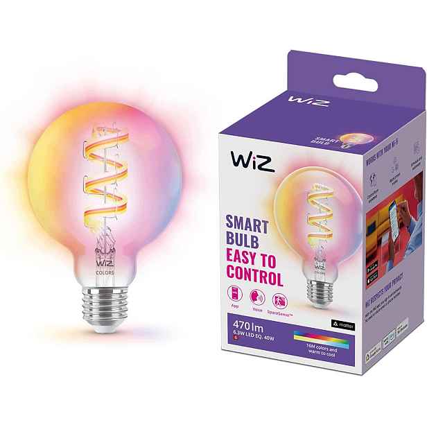 Inteligentní Žárovka Philips Wiz 40W E27 G95 Barevná, Ovládání Pomocí Aplikace