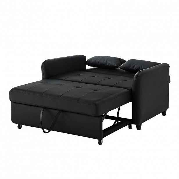 OKWISH ROZKLÁDACÍ pohovka 156/100 cm antická černá z pěny a polyuretanu s polohovatelnou opěrkou