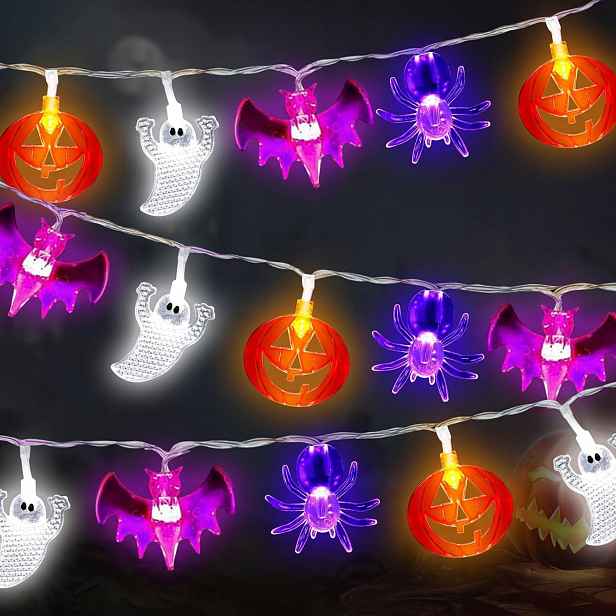 Světelný řetěz, 7 m, na Halloween, 40 Led diod, s časovačem
