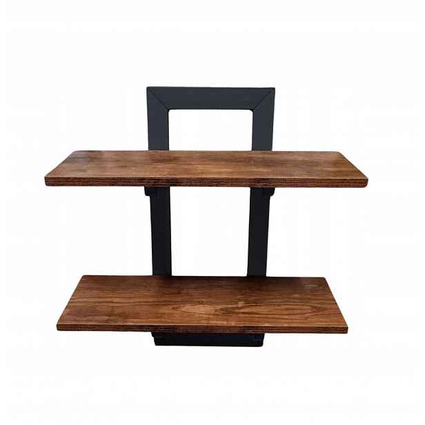 Dřevěné Závěsné Police Rustikální Loft Dikom 40 cm Kov Bronz
